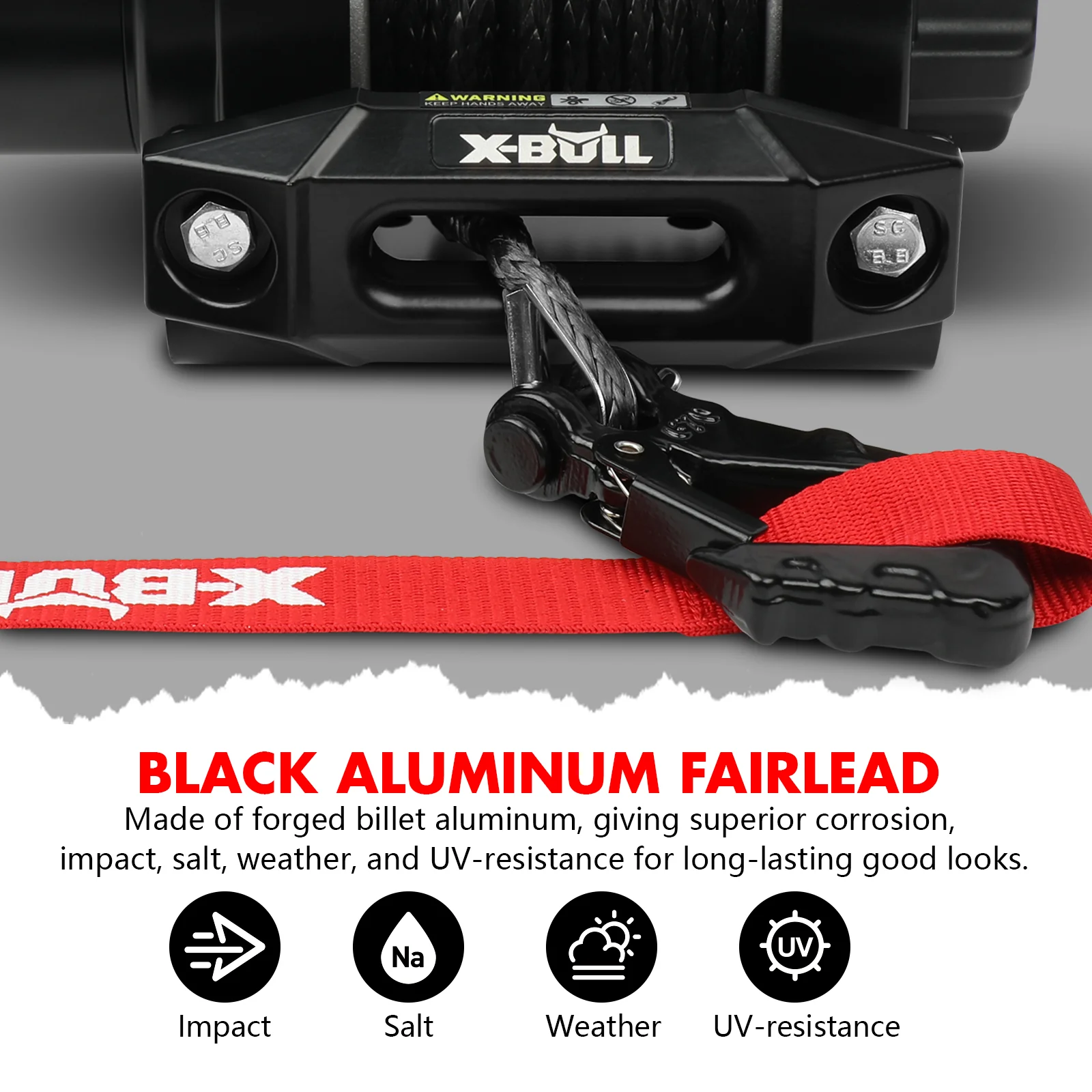 X-BULL 12V 2S Series Electric Winch 3000LBS 15M Synthetic Rope ATV UTV Boat Trailer Winch - Image 9