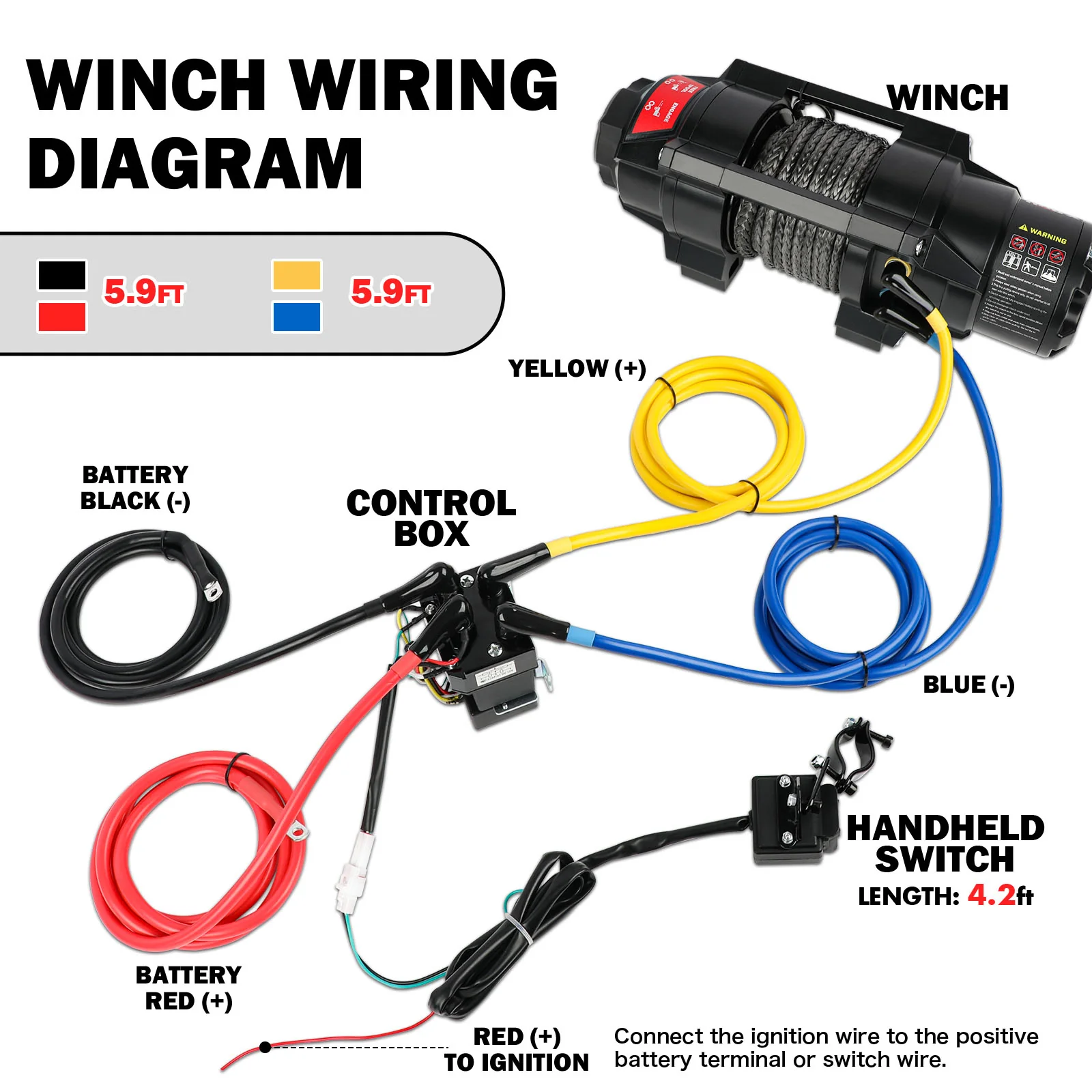 X-BULL 12V 2S Series Electric Winch 5000LBS 15M Synthetic Rope ATV UTV Boat Trailer Winch - Image 3
