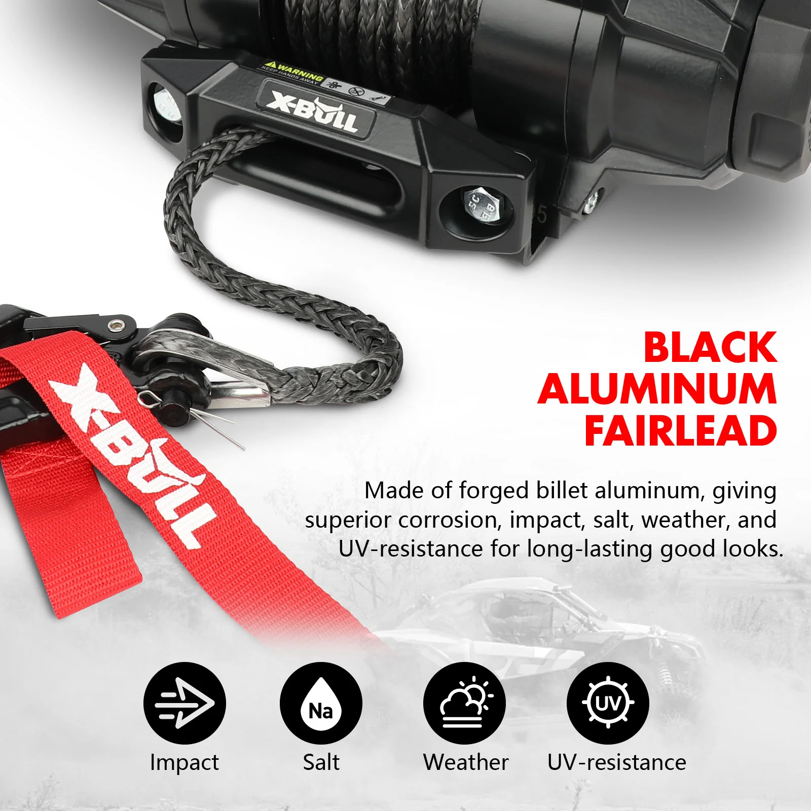 X-BULL 12V 2S Series Electric Winch 5000LBS 15M Synthetic Rope ATV UTV Boat Trailer Winch - Image 4