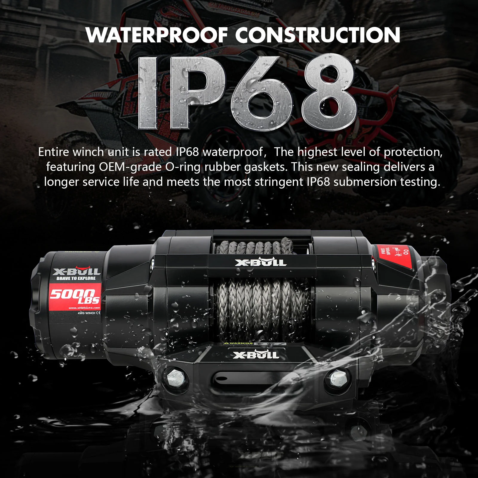 X-BULL 12V 2S Series Electric Winch 5000LBS 15M Synthetic Rope ATV UTV Boat Trailer Winch - Image 5