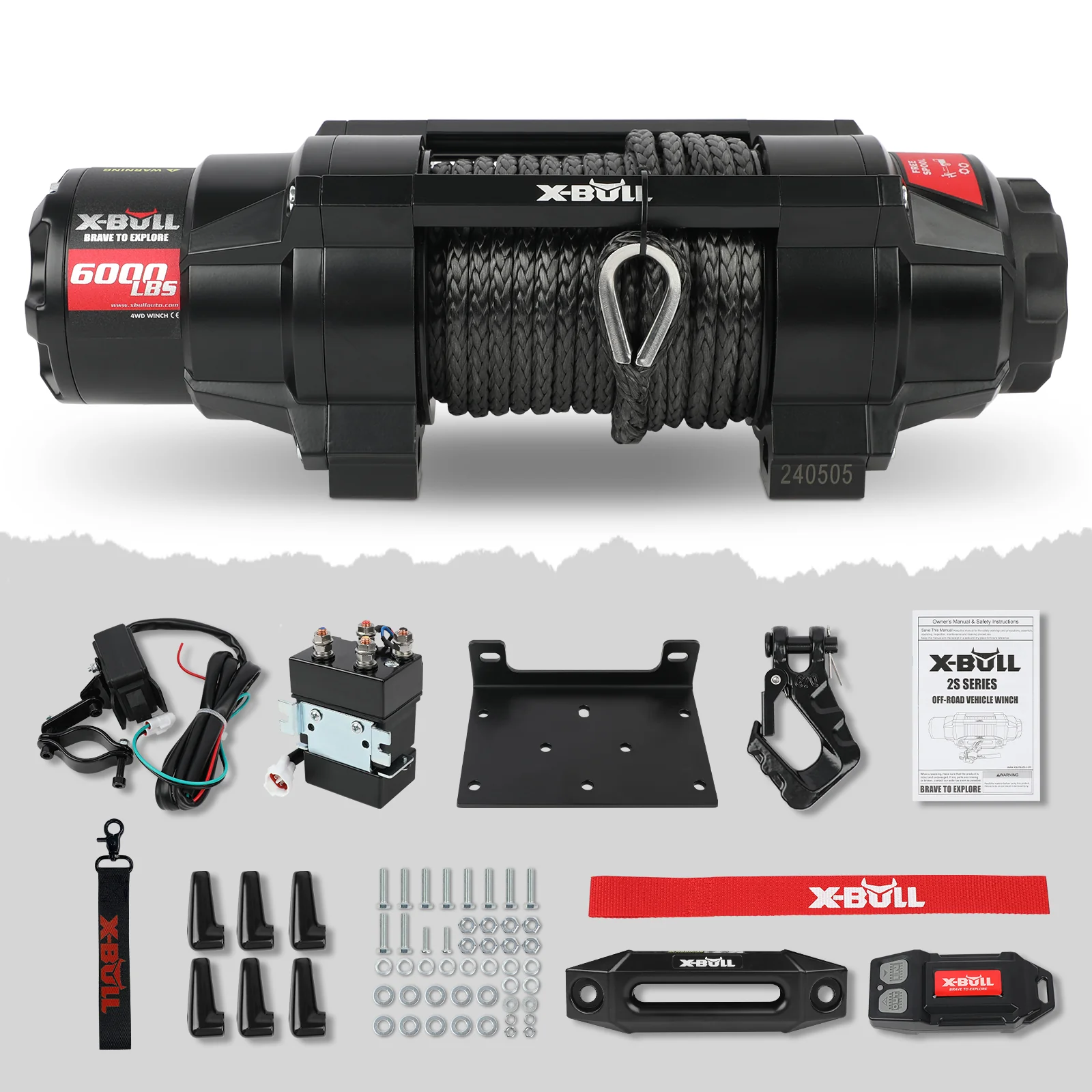 X-BULL 12V 2S Series Electric Winch 6000LBS 15M Synthetic Rope ATV UTV Boat Trailer Winch - Image 4