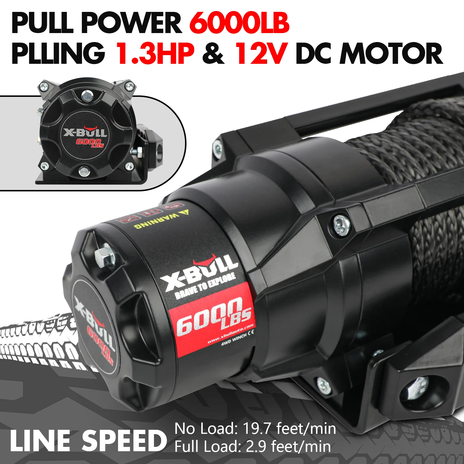 X-BULL 12V 2S Series Electric Winch 6000LBS 15M Synthetic Rope ATV UTV Boat Trailer Winch - Image 6