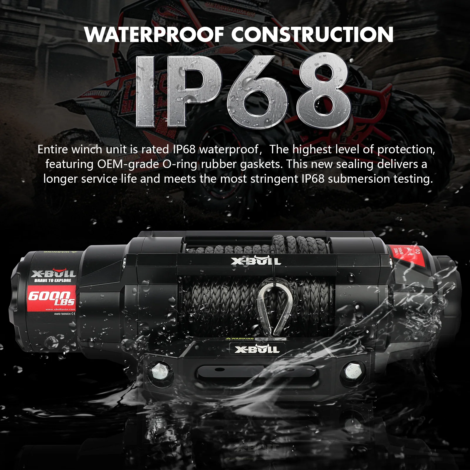 X-BULL 12V 2S Series Electric Winch 6000LBS 15M Synthetic Rope ATV UTV Boat Trailer Winch - Image 9