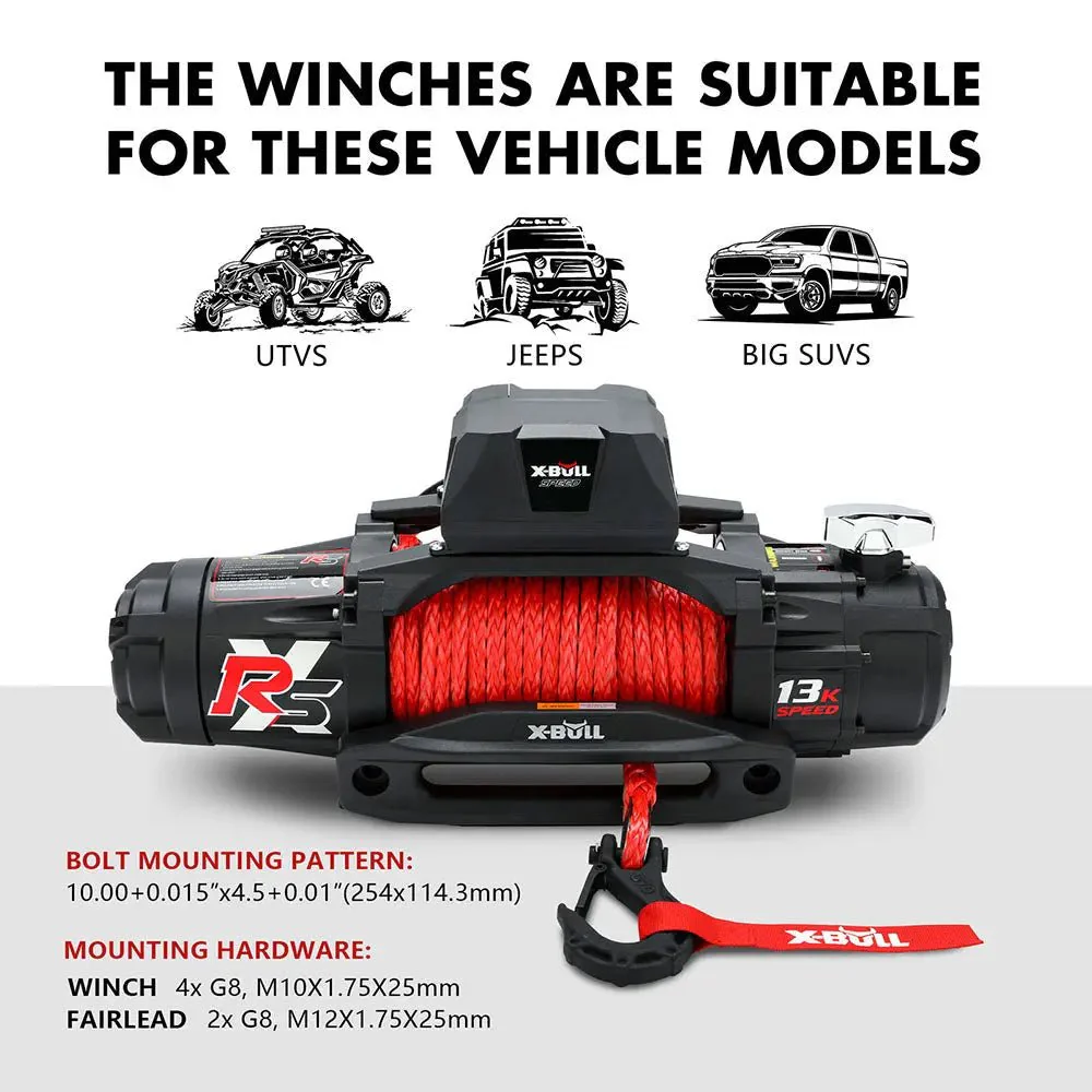X-BULL High Speed Electric Winch XRS 13000 LBS 12V Synthetic Rope for SUV Jeep Truck 4WD - Image 15