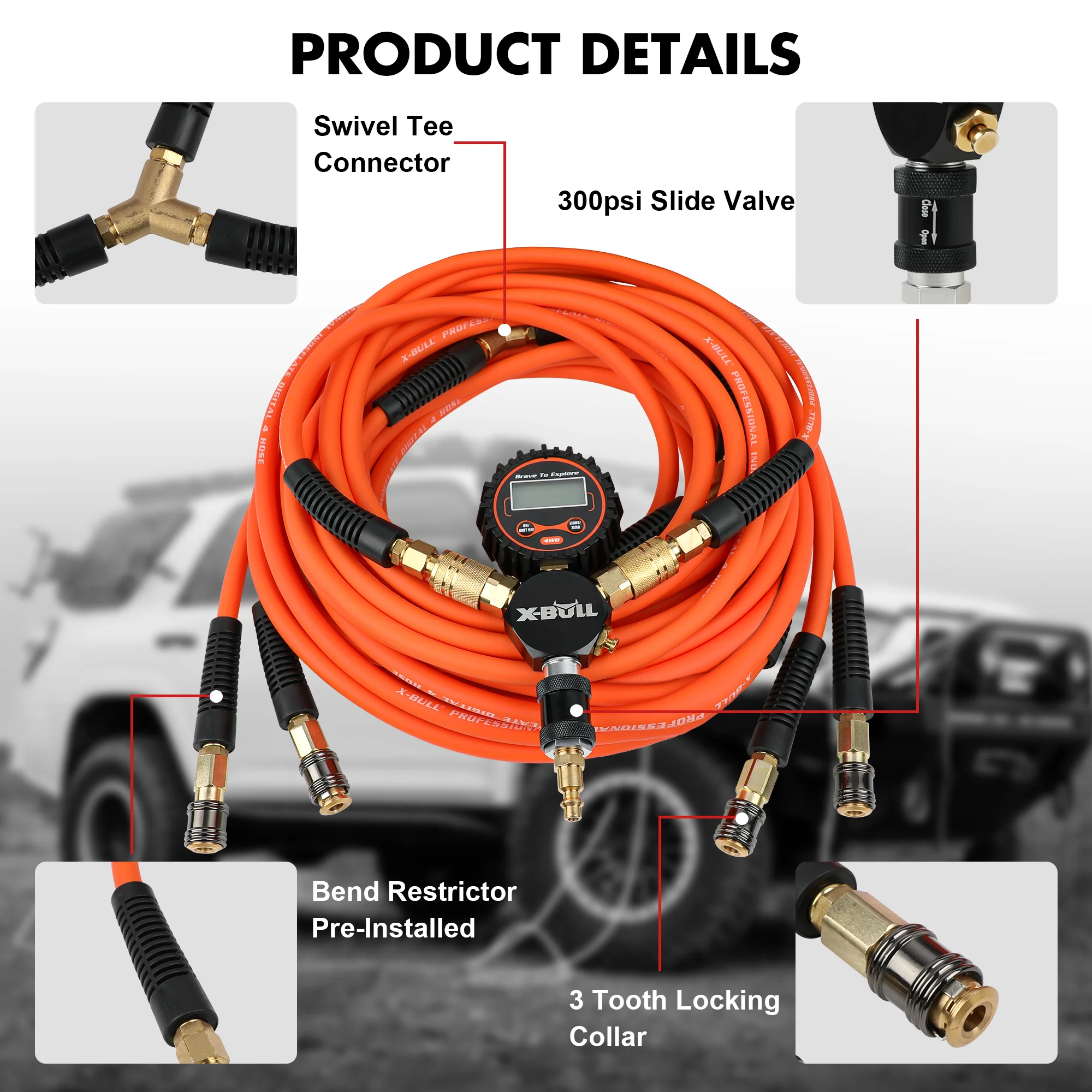 X-BULL 4-Tire Inflation Deflation System Air Down Tire Deflators for Car Truck - Image 4