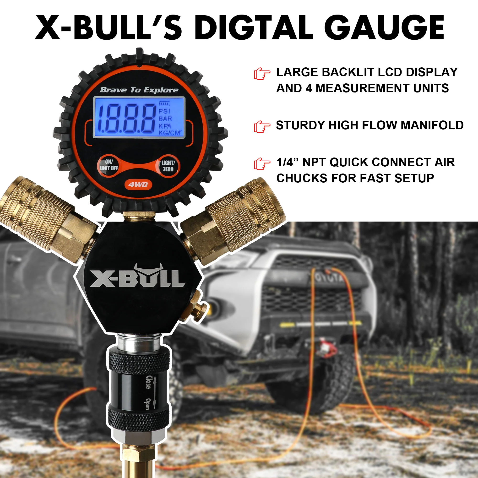 X-BULL 4-Tire Inflation Deflation System Air Down Tire Deflators for Car Truck - Image 5