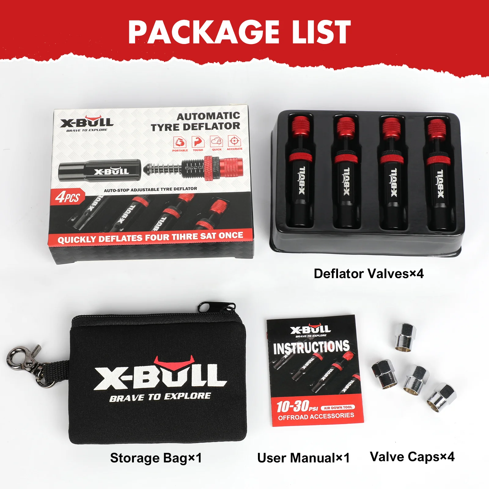 X-BULL 4PCS Tyre Deflators Air Quick Deflator Adjustable 10~30 PSI Tire Valve - Image 5