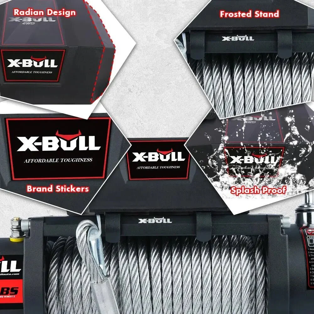 X-BULL Electric Winch 13000 LBS 12V Steel Cable SUV Jeep Truck 4WD - Image 11