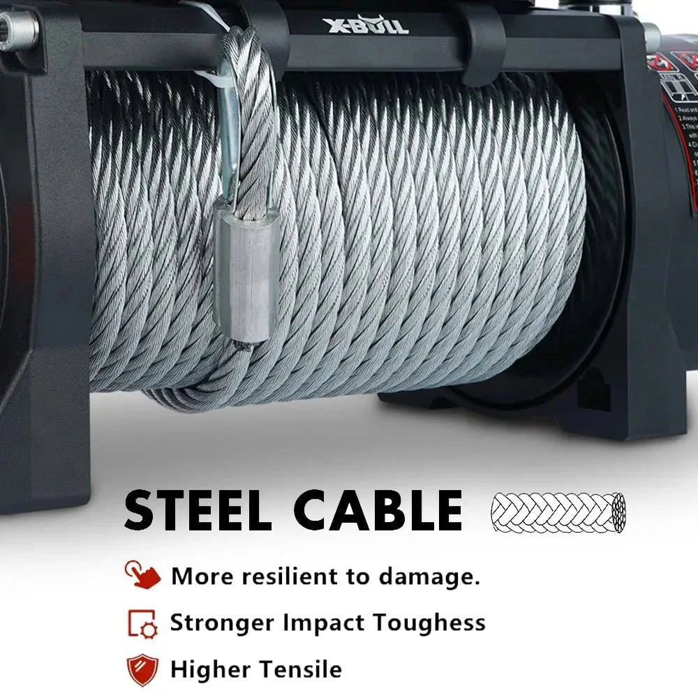 X-BULL Electric Winch 13000 LBS 12V Steel Cable SUV Jeep Truck 4WD - Image 7