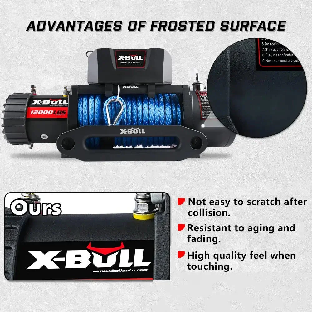 X-BULL Electric Winch 12000 LBS 12V Synthetic Rope SUV Jeep Truck 4WD - Image 8