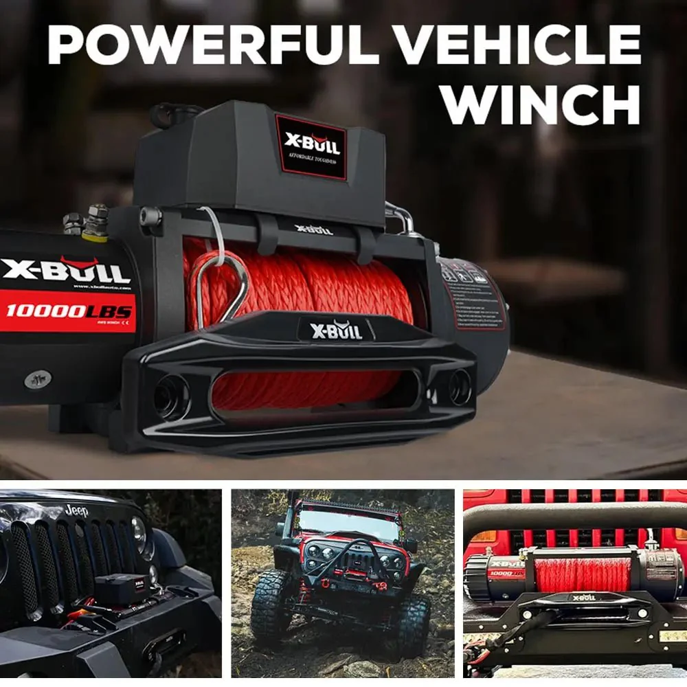 X-BULL Electric Winch 10000 LBS 12V Synthetic Rope SUV Jeep Truck 4WD - Image 8