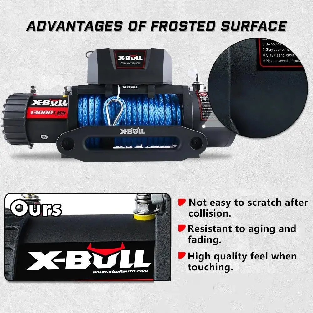 X-BULL Electric Winch 13000 LBS 12V Synthetic Rope SUV Jeep Truck 4WD Blue - Image 13