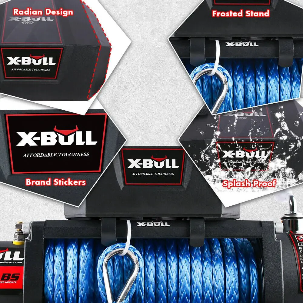 X-BULL Electric Winch 13000 LBS 12V Synthetic Rope SUV Jeep Truck 4WD Blue - Image 14