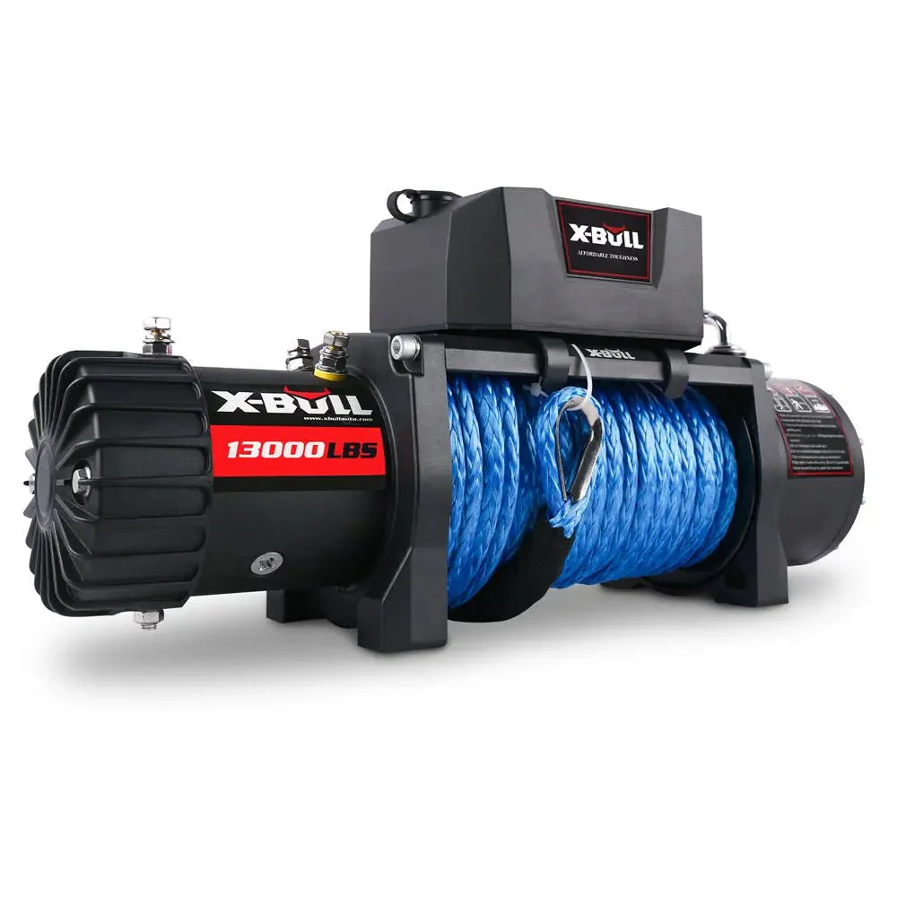X-BULL Electric Winch 13000 LBS 12V Synthetic Rope SUV Jeep Truck 4WD Blue - Image 6