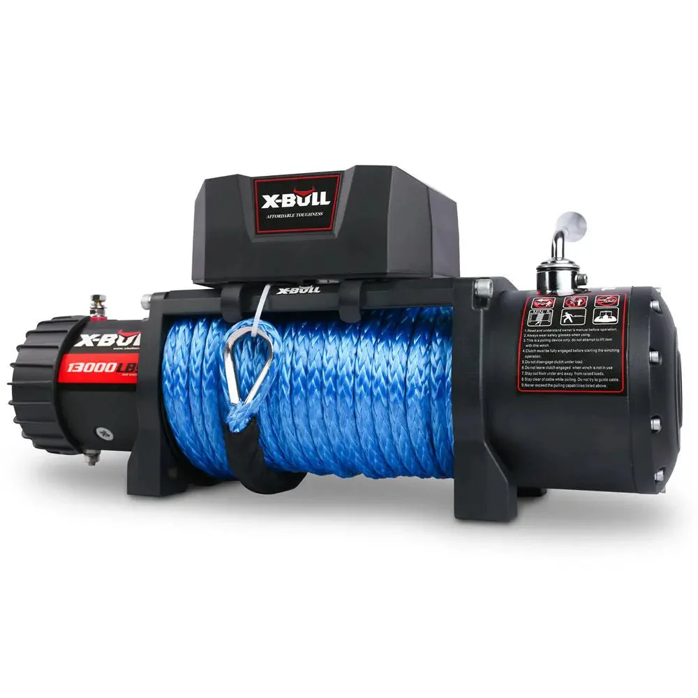 X-BULL Electric Winch 13000 LBS 12V Synthetic Rope SUV Jeep Truck 4WD Blue - Image 7