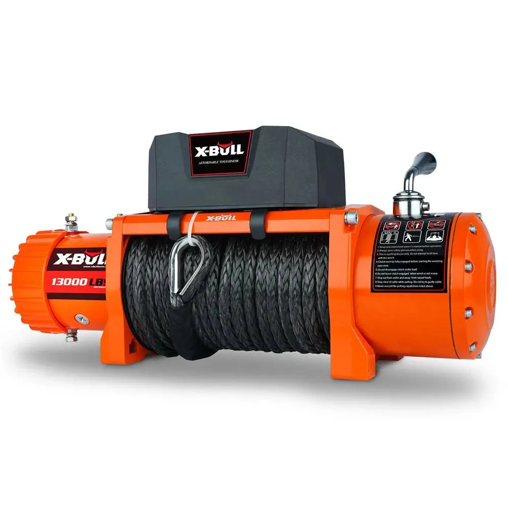 X-BULL Electric Winch 13000 LBS 12V Synthetic Rope SUV Jeep Truck 4WD Orange - Image 10