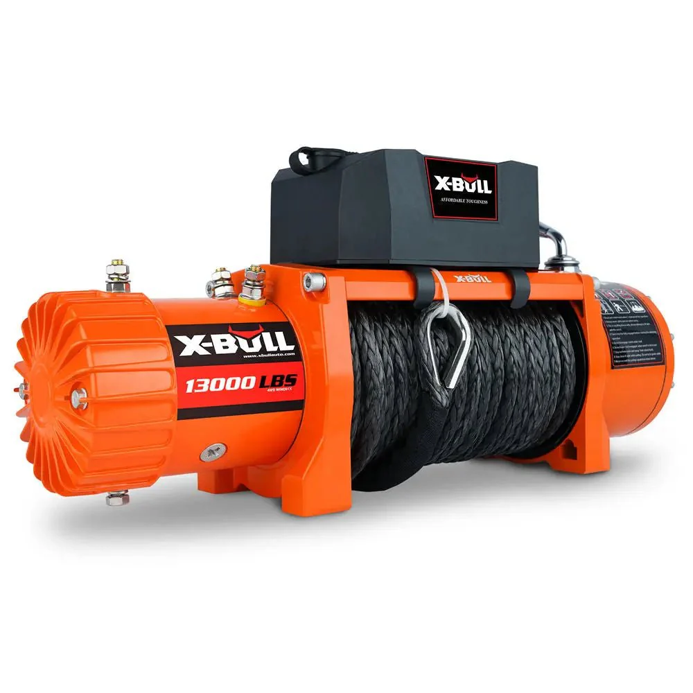X-BULL Electric Winch 13000 LBS 12V Synthetic Rope SUV Jeep Truck 4WD Orange - Image 11