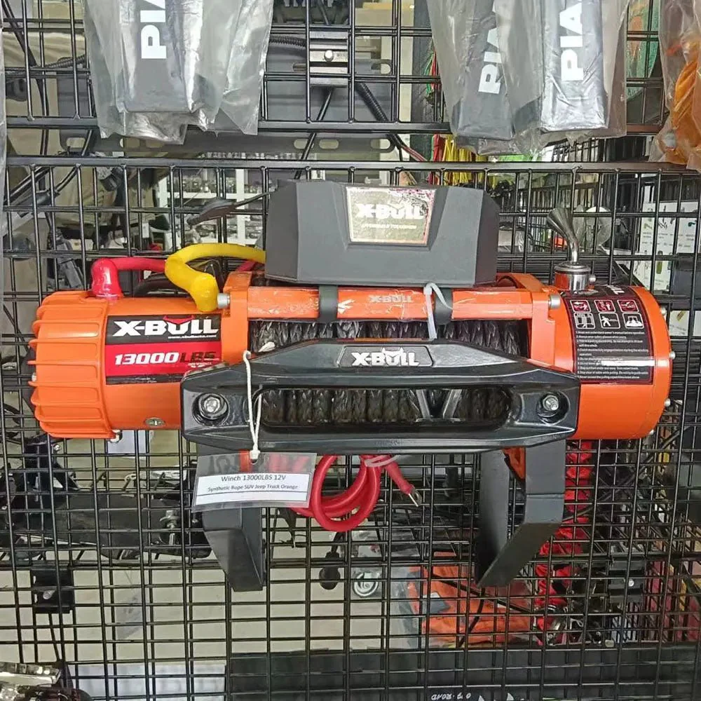 X-BULL Electric Winch 13000 LBS 12V Synthetic Rope SUV Jeep Truck 4WD Orange - Image 12