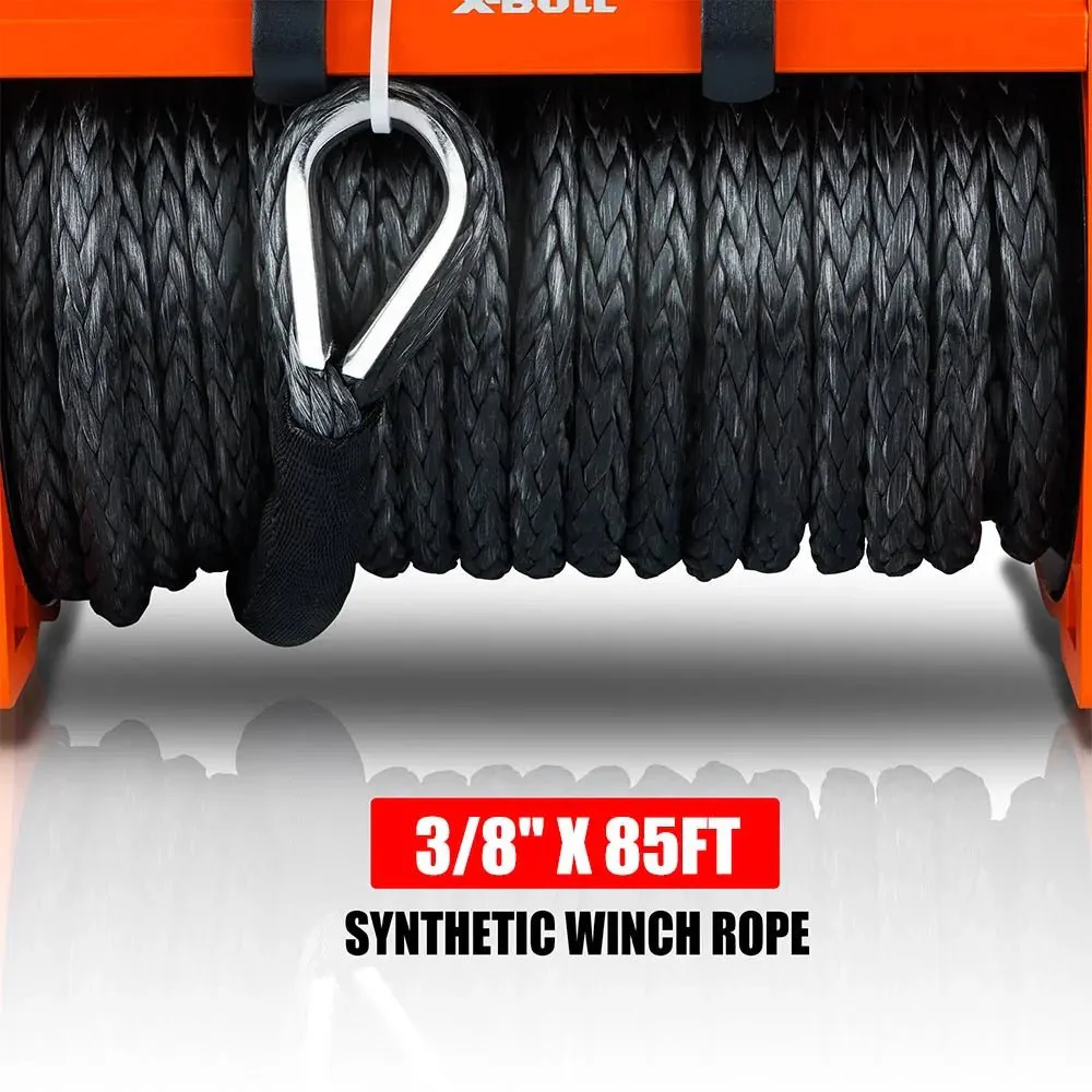 X-BULL Electric Winch 13000 LBS 12V Synthetic Rope SUV Jeep Truck 4WD Orange - Image 7