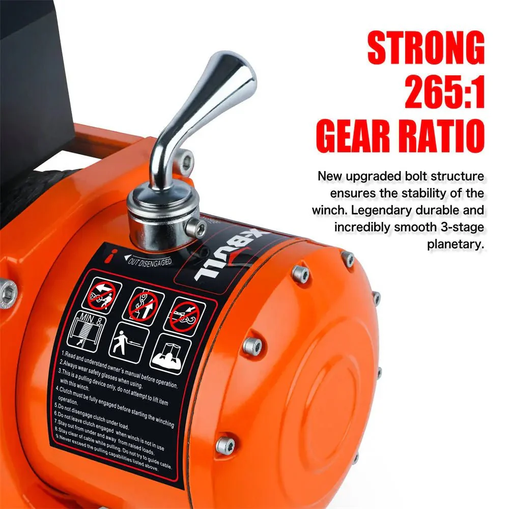 X-BULL Electric Winch 13000 LBS 12V Synthetic Rope SUV Jeep Truck 4WD Orange - Image 9