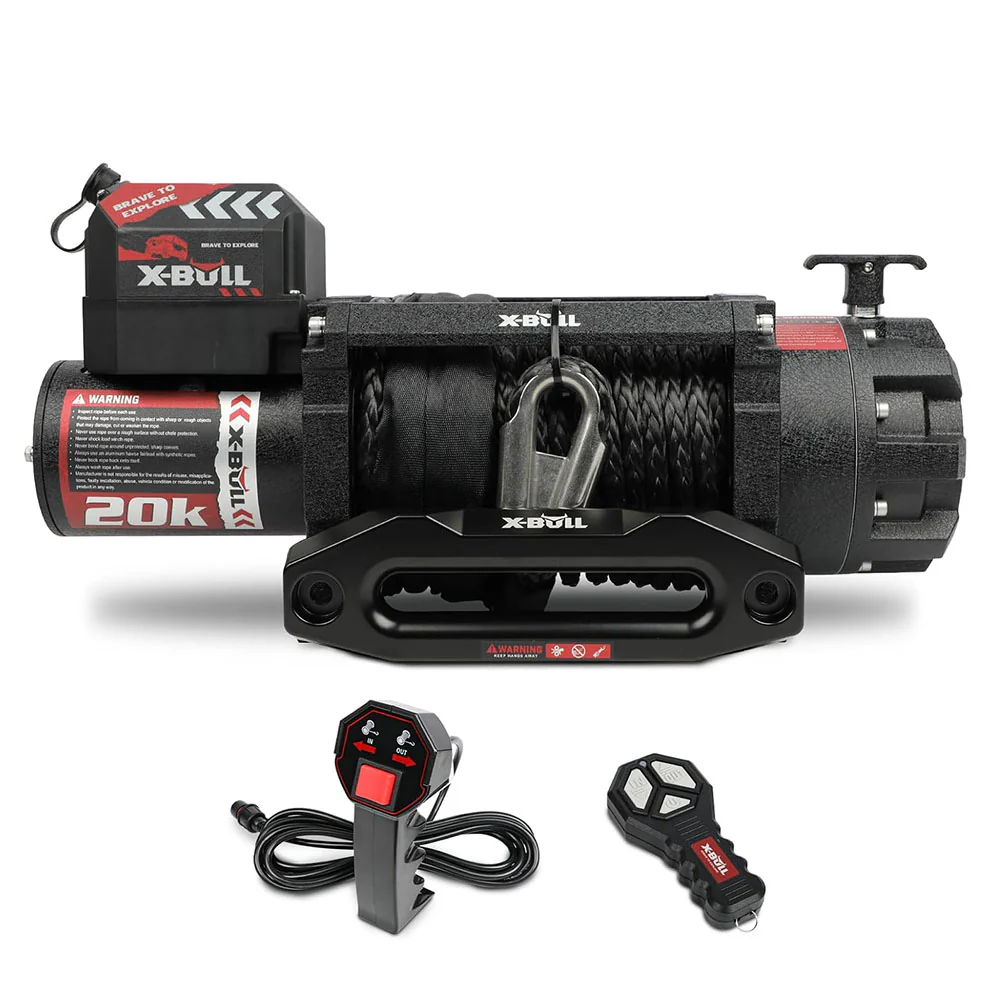 X-BULL Electric Winch 20000 LBS 12V Synthetic Rope SUV Jeep Truck 4WD