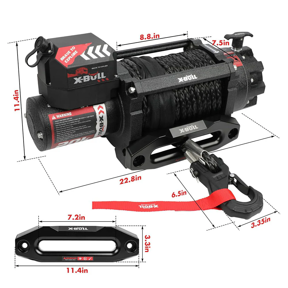 X-BULL Electric Winch 20000 LBS 12V Synthetic Rope SUV Jeep Truck 4WD - Image 2