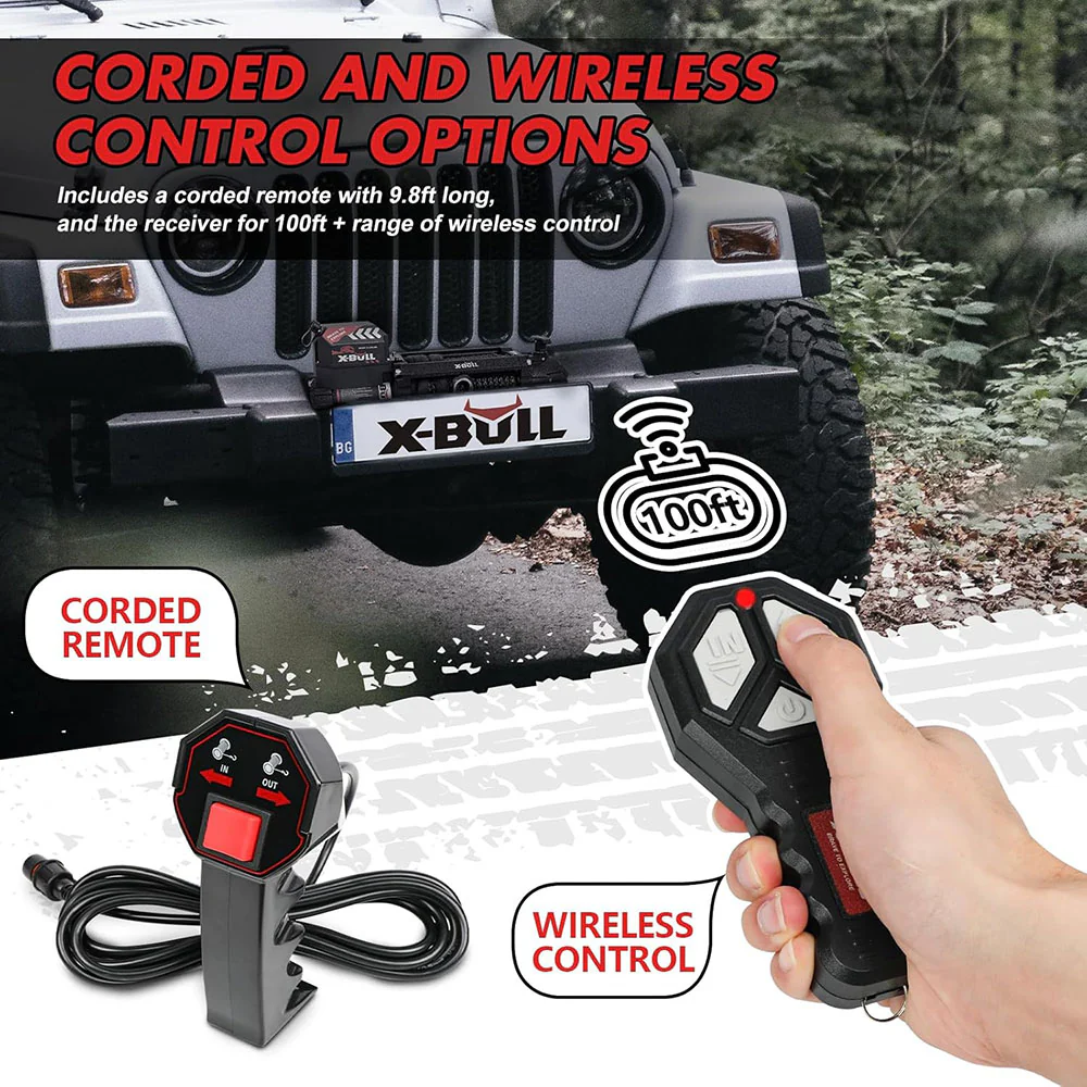 X-BULL Electric Winch 20000 LBS 12V Synthetic Rope SUV Jeep Truck 4WD - Image 4