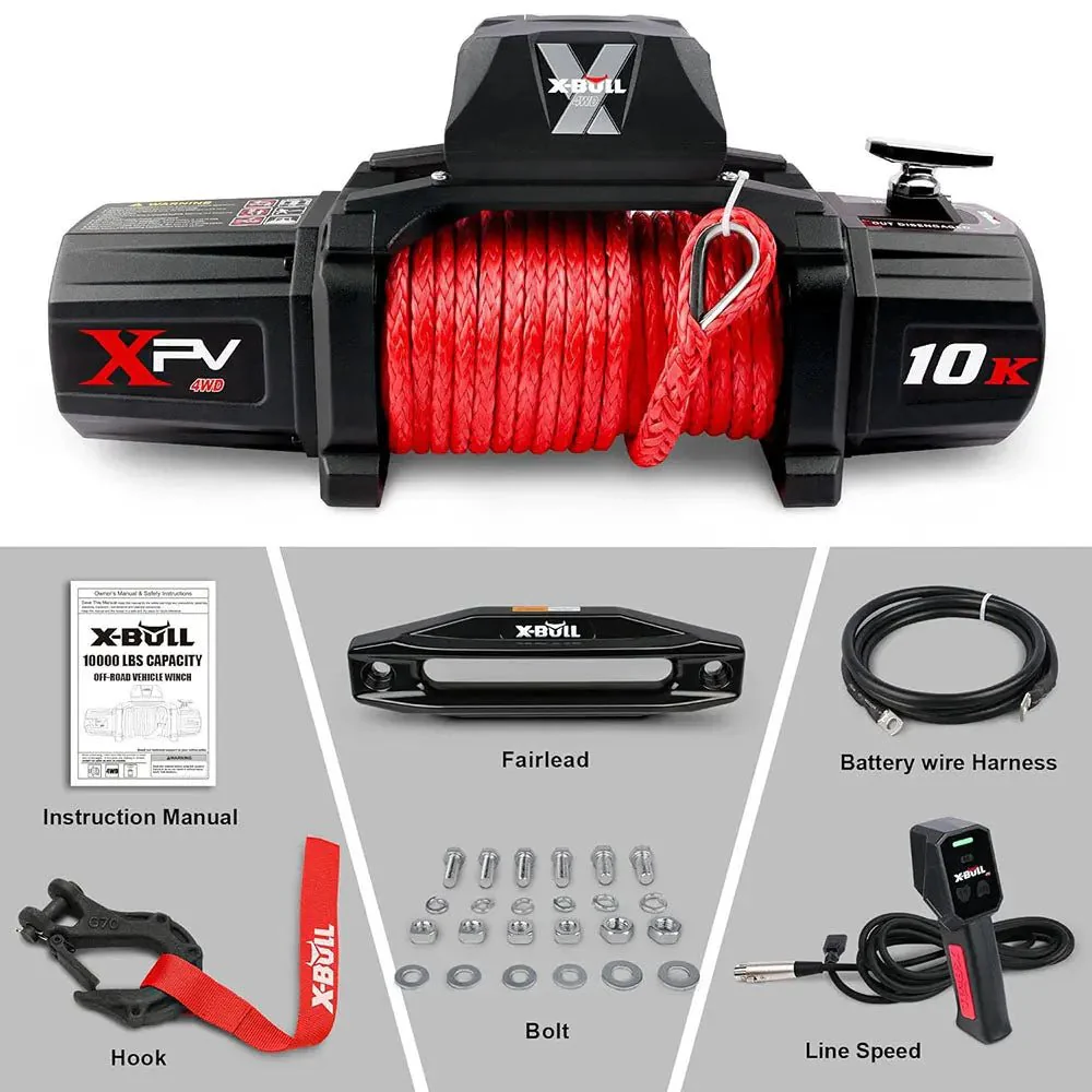 X-BULL Electric Winch XPV 10000 LBS 12V Synthetic Rope SUV Jeep Truck 4WD - Image 10