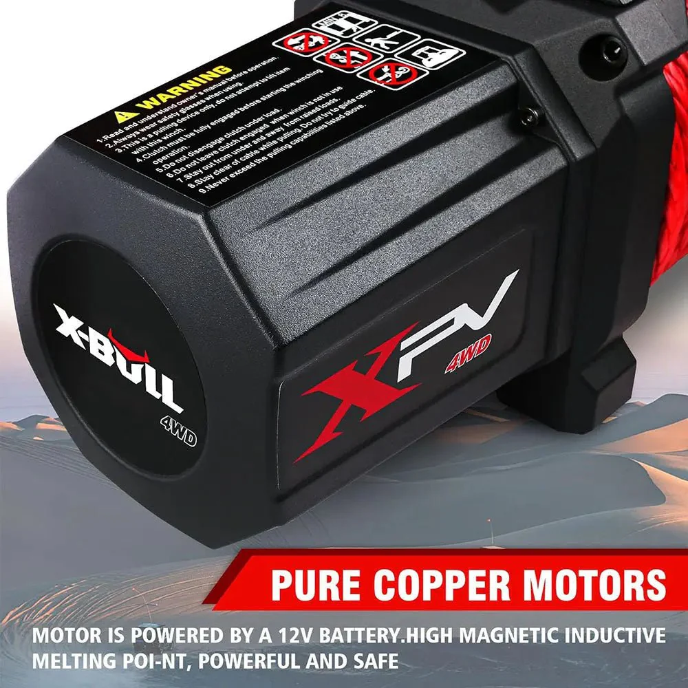 X-BULL Electric Winch XPV 10000 LBS 12V Synthetic Rope SUV Jeep Truck 4WD - Image 4