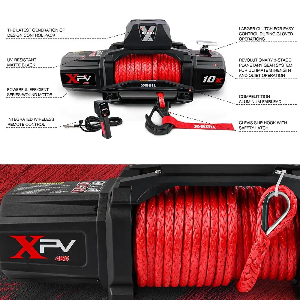 X-BULL Electric Winch XPV 10000 LBS 12V Synthetic Rope SUV Jeep Truck 4WD - Image 9