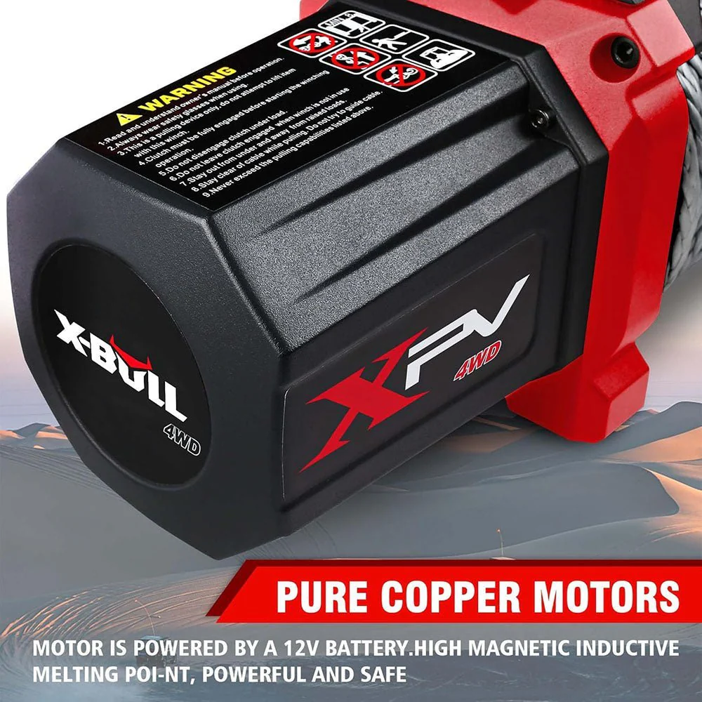X-BULL Electric Winch XPV 10000 LBS 12V Synthetic Rope SUV Jeep Truck 4WD Grey - Image 6