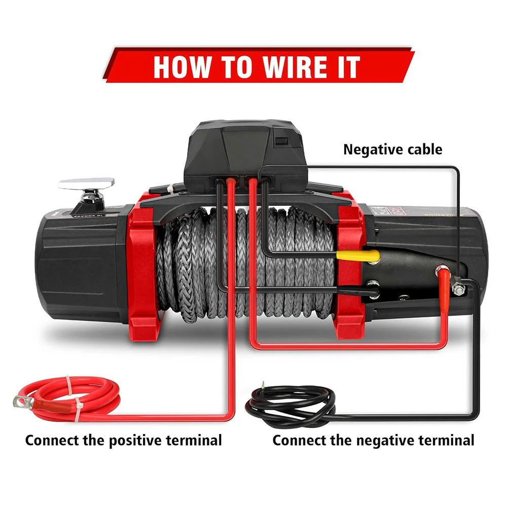 X-BULL Electric Winch XPV 10000 LBS 12V Synthetic Rope SUV Jeep Truck 4WD Grey - Image 9