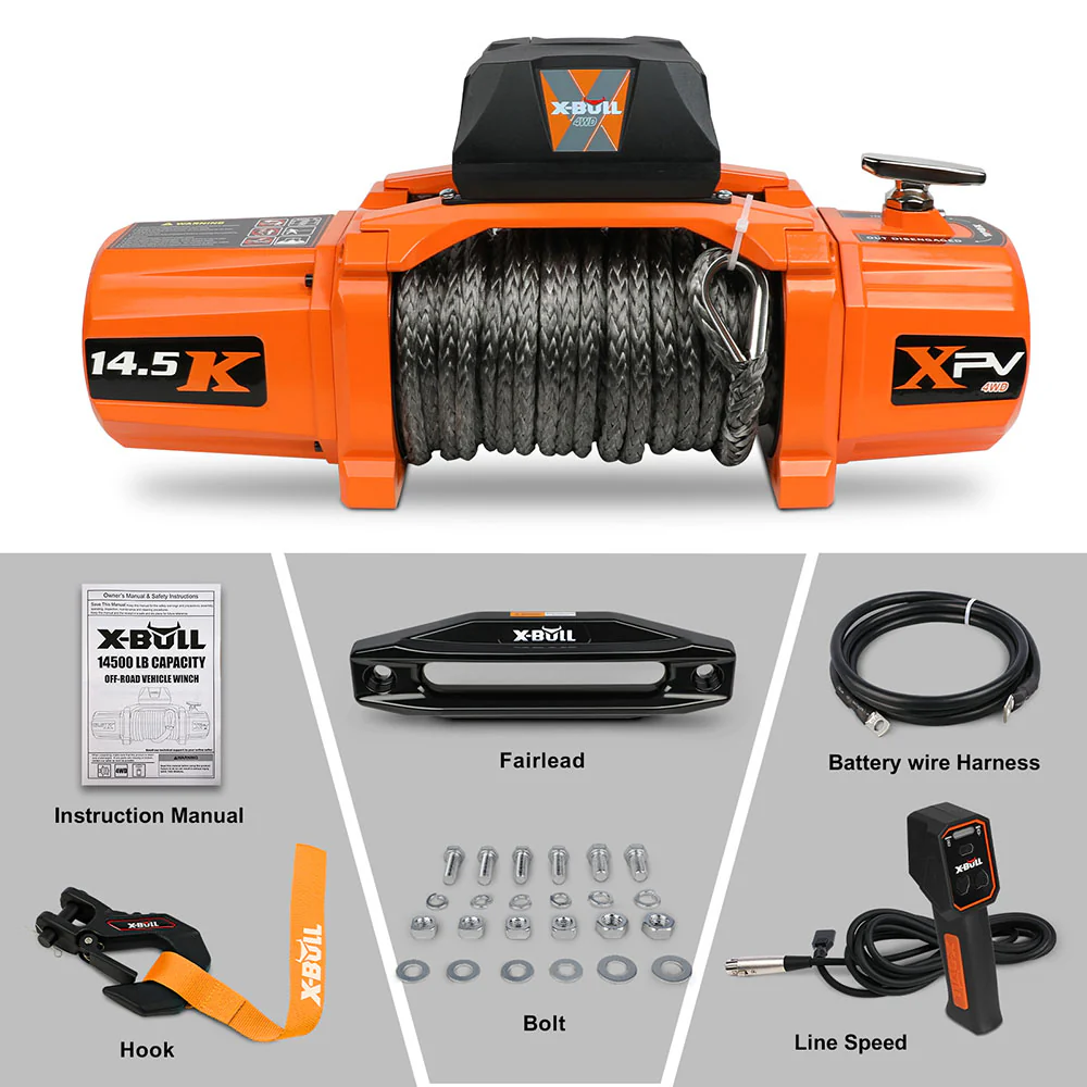 X-BULL Electric Winch XPV 14500 LBS 12V Synthetic Rope SUV Jeep Truck 4WD - Image 19