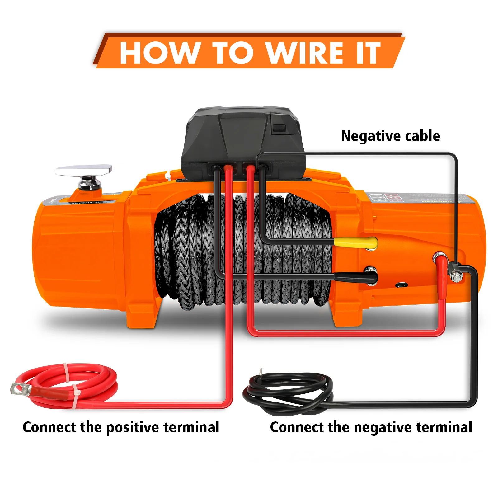 X-BULL Electric Winch XPV 14500 LBS 12V Synthetic Rope SUV Jeep Truck 4WD Orange - Image 8