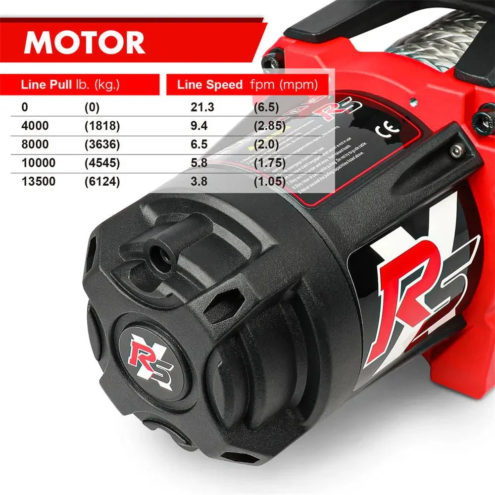 X-BULL Electric Winch XRS 13500 LBS 12V Synthetic Rope for Towing Truck Off Road with 2 in 1 Wireless Remote - Image 6