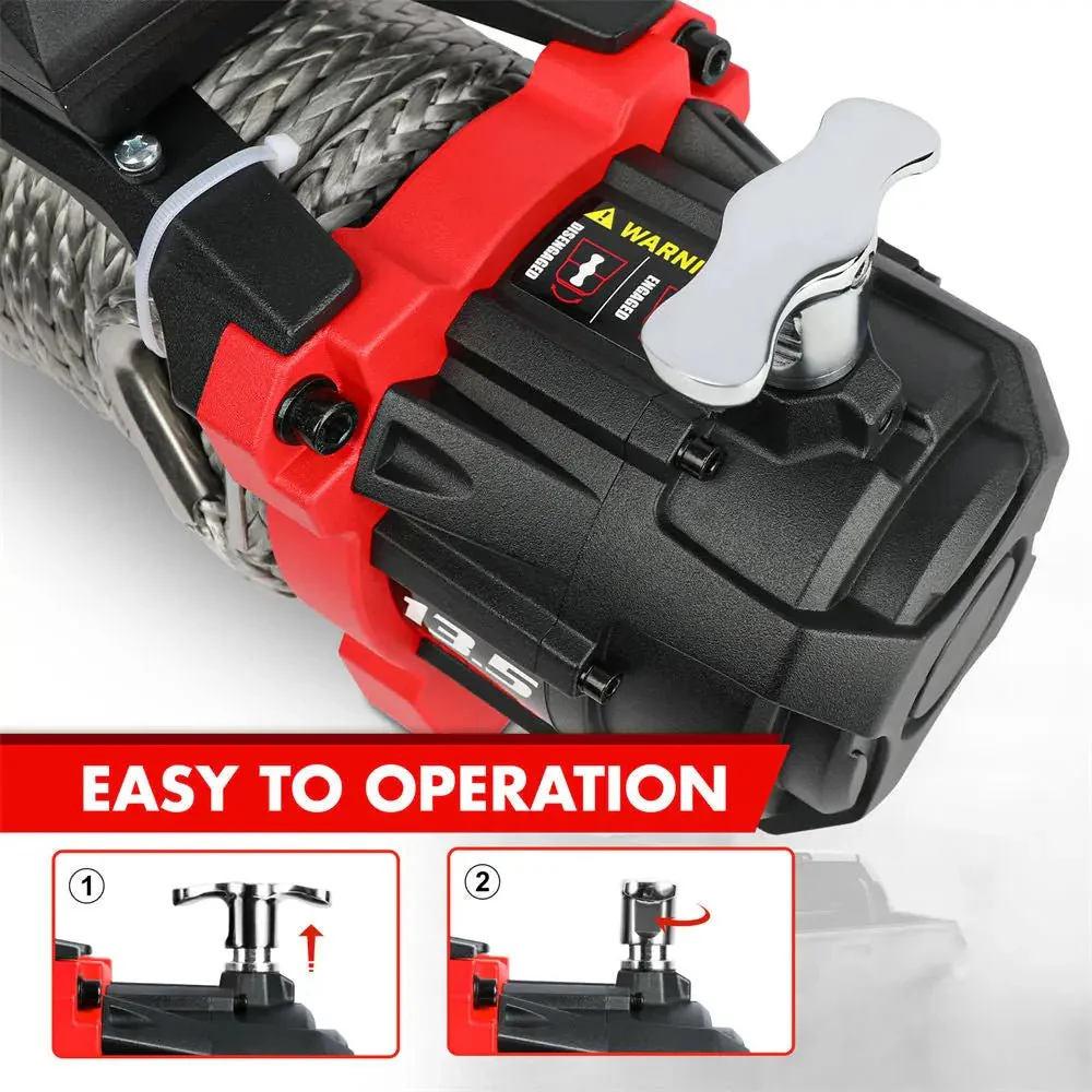 X-BULL Electric Winch XRS 13500 LBS 12V Synthetic Rope for Towing Truck Off Road with 2 in 1 Wireless Remote - Image 7