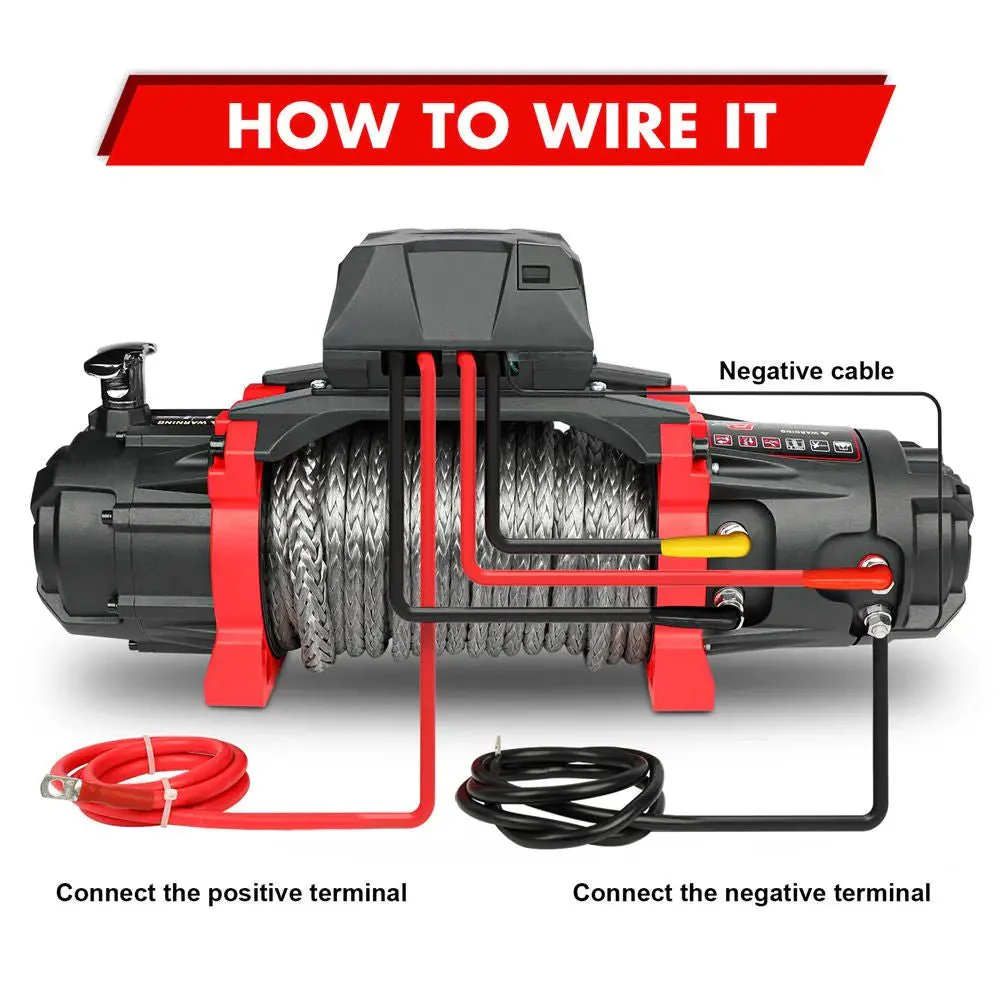 X-BULL Electric Winch XRS 13500 LBS 12V Synthetic Rope for Towing Truck Off Road with 2 in 1 Wireless Remote - Image 8
