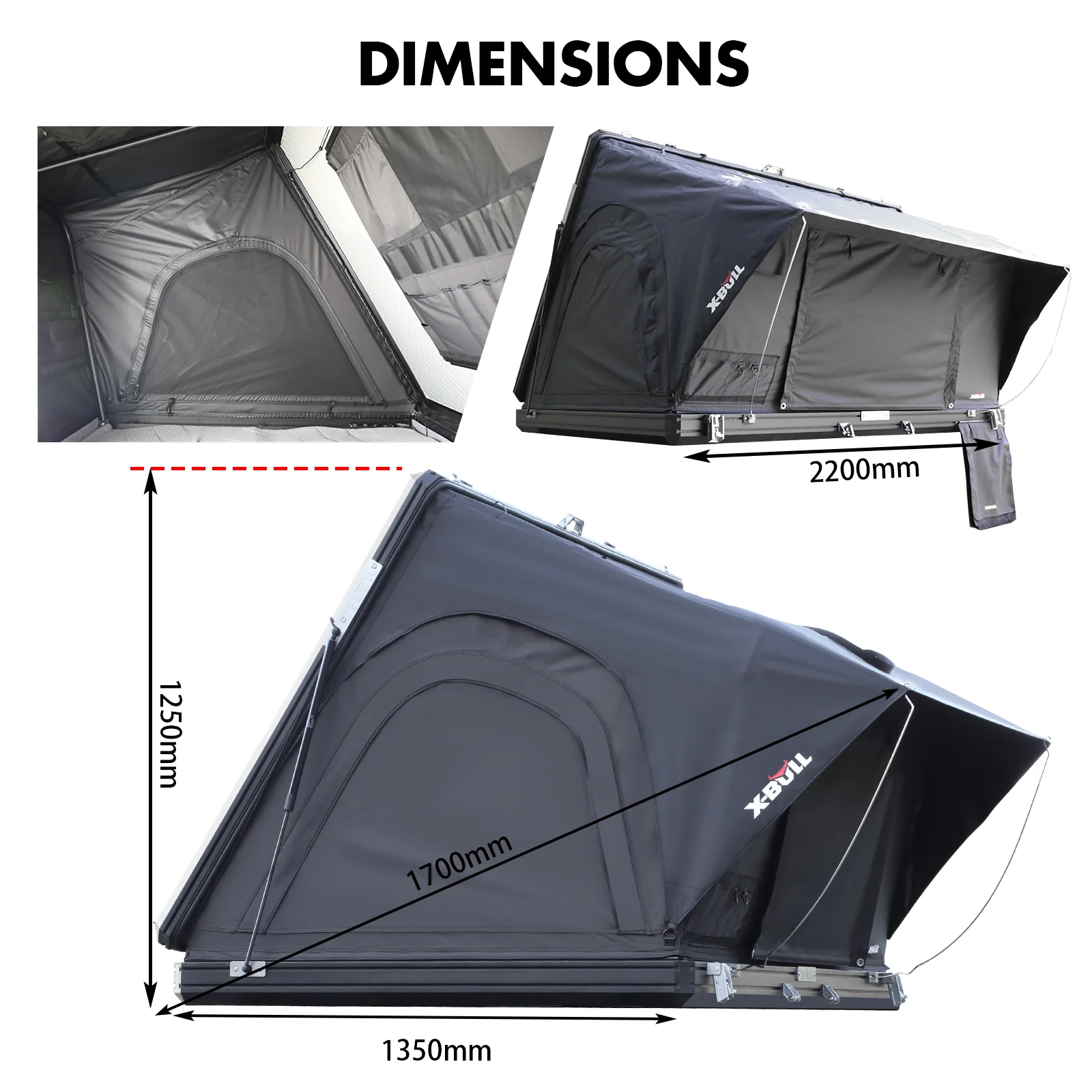 X-BULL Hard Shell Roof Top Tent with Ladder and Mattress - Image 6