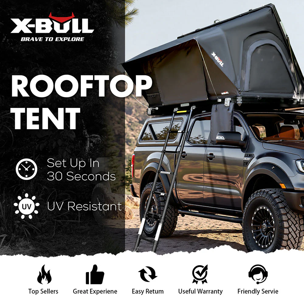X-BULL Hard Shell Roof Top Tent with Ladder and Mattress - Image 7
