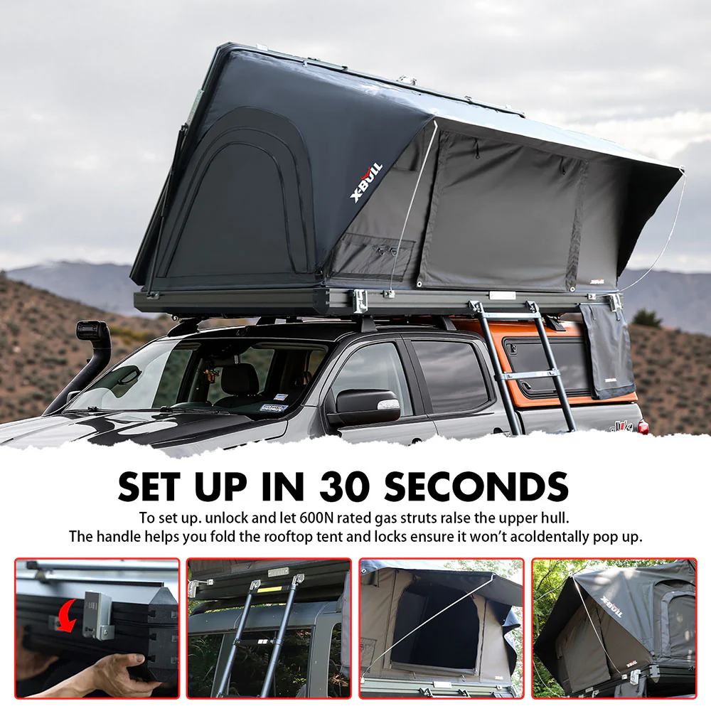 X-BULL Hard Shell Roof Top Tent with Ladder and Mattress - Image 8