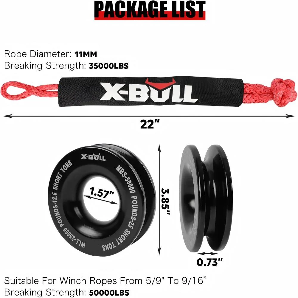 X-BULL Synthetic Soft Shackles 35,000lbs Max Breaking Strength 1/2 inch x 22 inch with Snatch Recovery Ring Kit - Image 3
