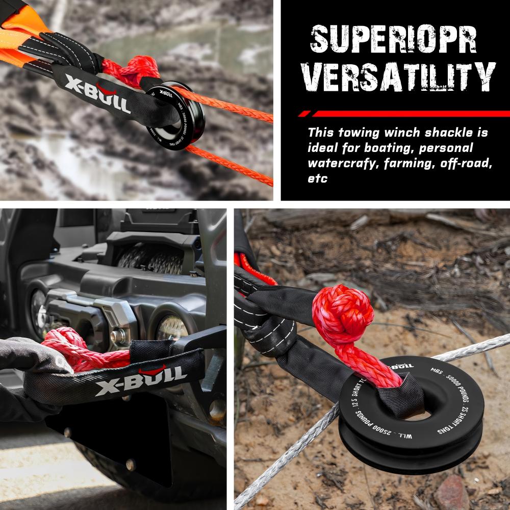 X-BULL Synthetic Soft Shackles 35,000lbs Max Breaking Strength 1/2 inch x 22 inch with Snatch Recovery Ring Kit - Image 5