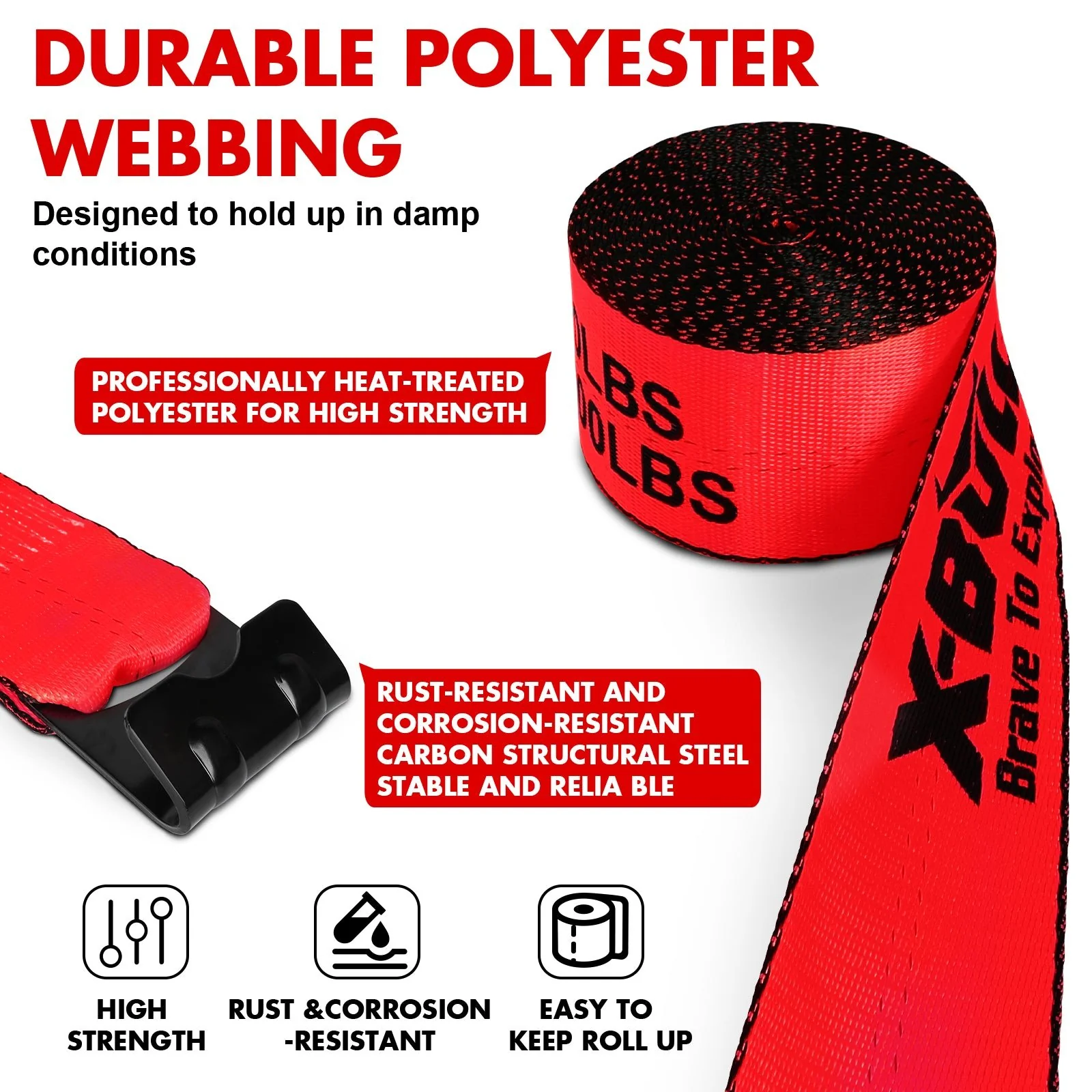 X-Bull Truck Tie-Down Straps 4in*30FT - Image 10