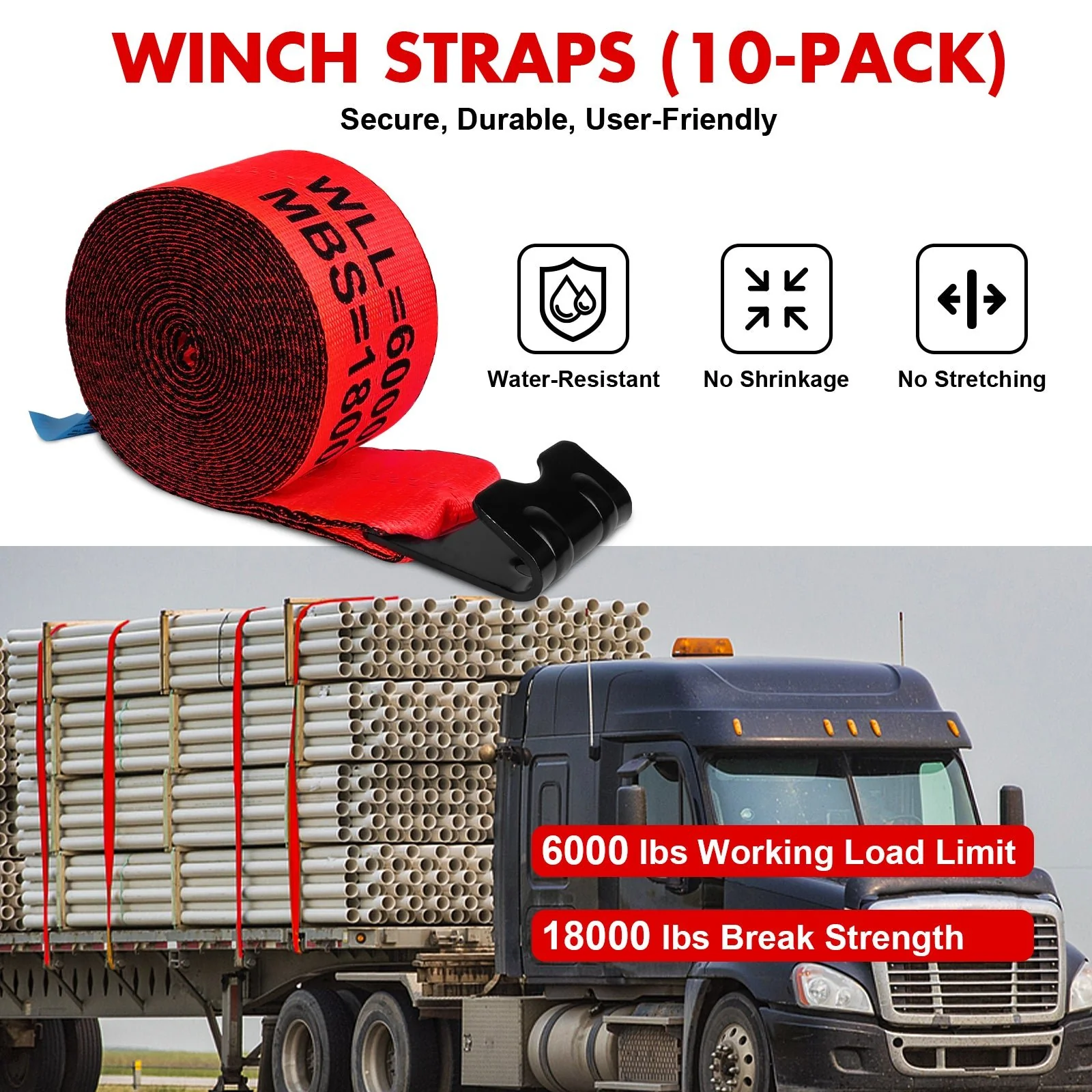 X-Bull Truck Tie-Down Straps 4in*30FT - Image 12