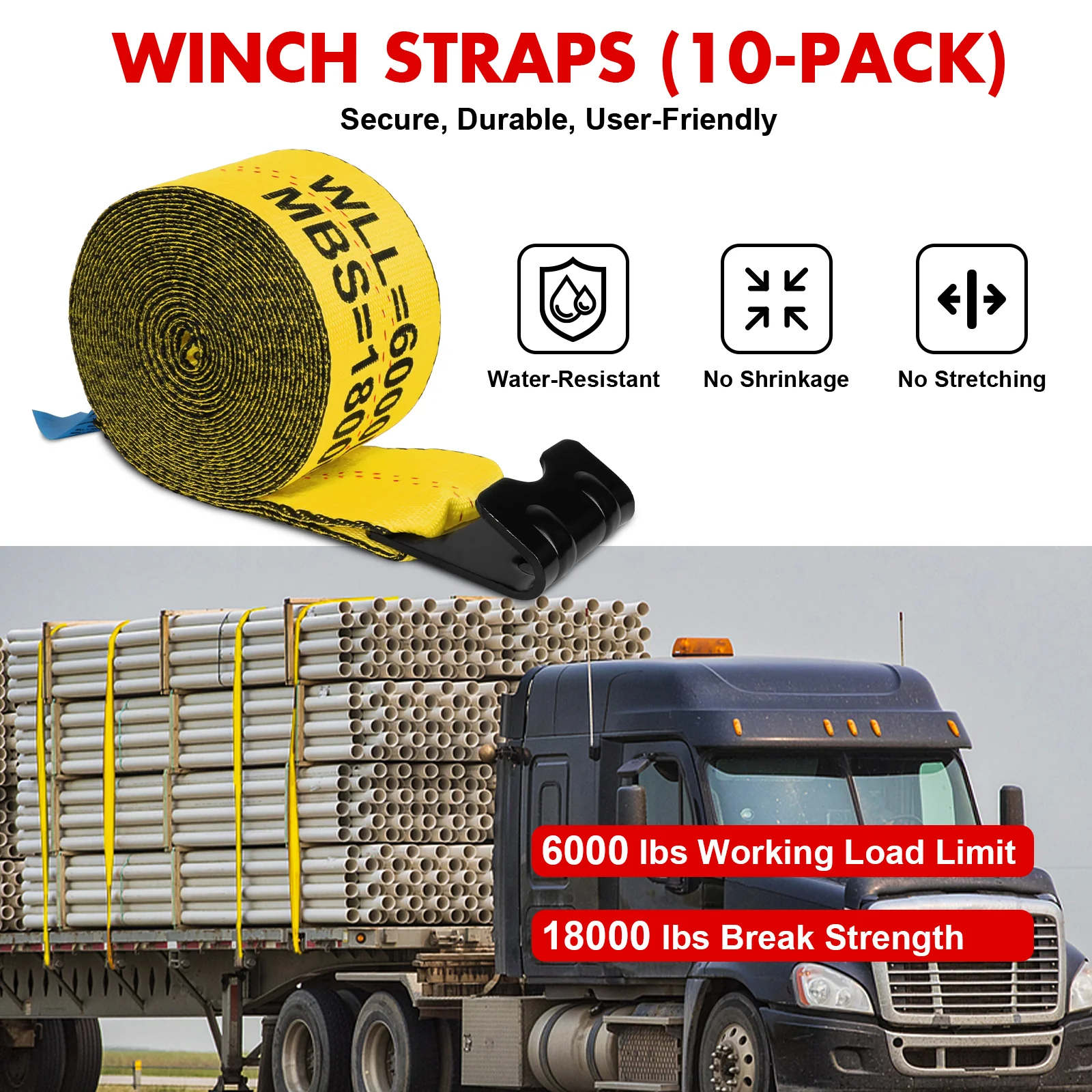 X-Bull Truck Tie-Down Straps 4in*30FT - Image 19