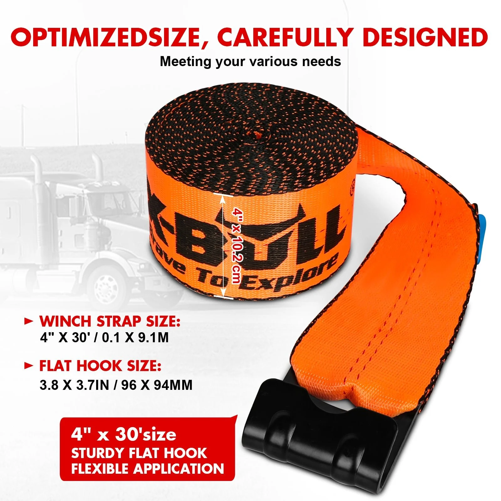 X-Bull Truck Tie-Down Straps 4in*30FT - Image 2