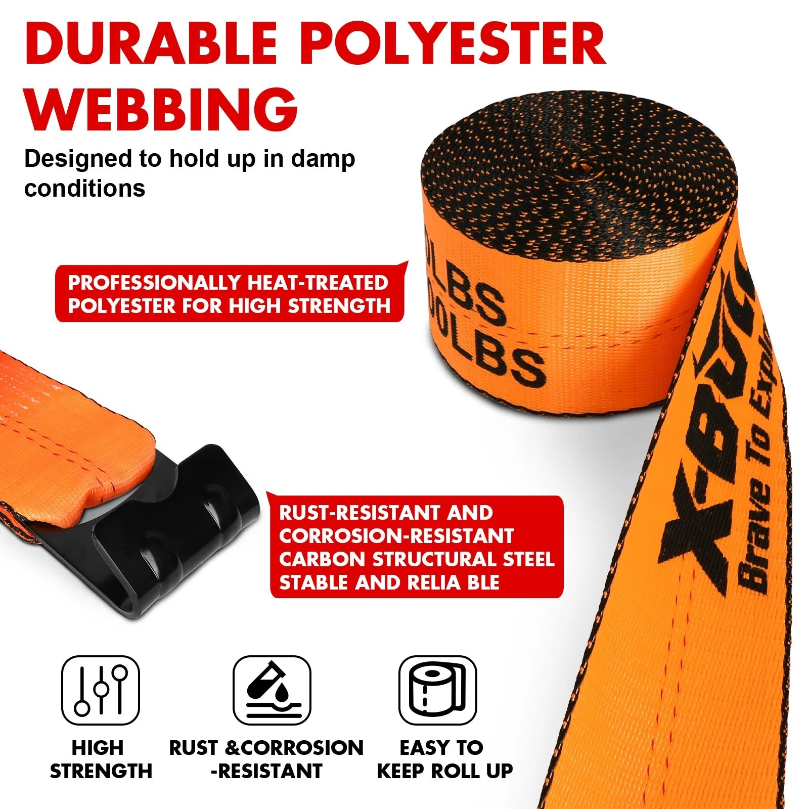 X-Bull Truck Tie-Down Straps 4in*30FT - Image 3