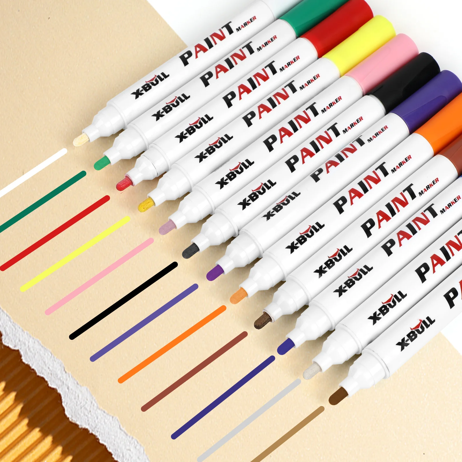 X-BULL Waterproof Permanent Paint Marker Pen Car Tyre Tire Rubber Metal 12PCS - Image 5