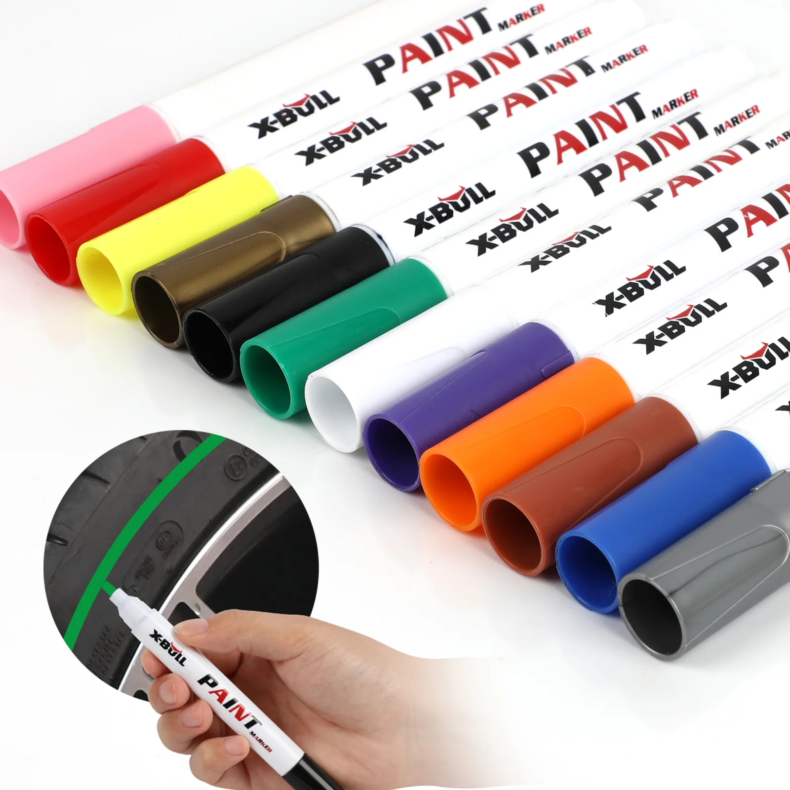 X-BULL Waterproof Permanent Paint Marker Pen Car Tyre Tire Rubber Metal 12PCS - Image 7