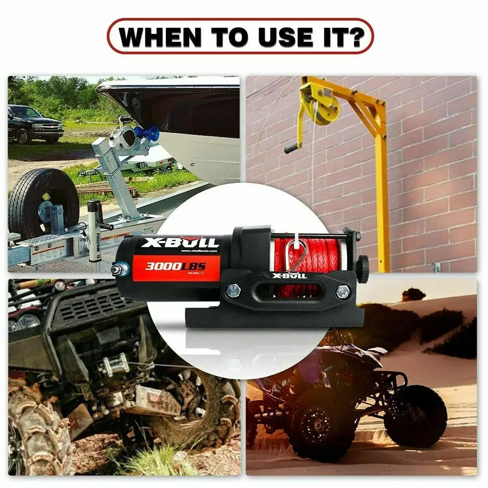 X-BULL Electric Winch 3000 LBS 12V Synthetic Rope ATV UTV Boat Truck 4WD - Image 12